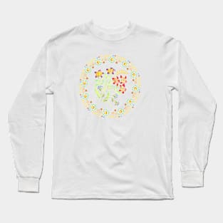 Victorian Granny Chic Flower Crown Long Sleeve T-Shirt